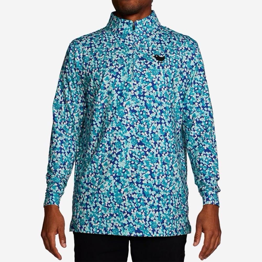 Bad Birdie Men's Large Liquid Courage Blue 1/4 Zip Golf Performance Long Sleeve